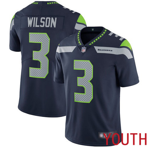 Seattle Seahawks Limited Navy Blue Youth Russell Wilson Home Jersey NFL Football #3 Vapor Untouchable